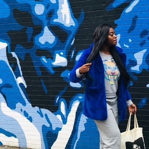 Blue Faux Fur Jacket